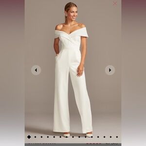 White off the shoulder jumpsuit